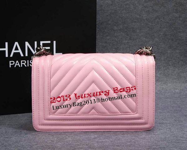 Boy Chanel Flap Shoulder Bag Herringbone Stitching CHA6817 Pink