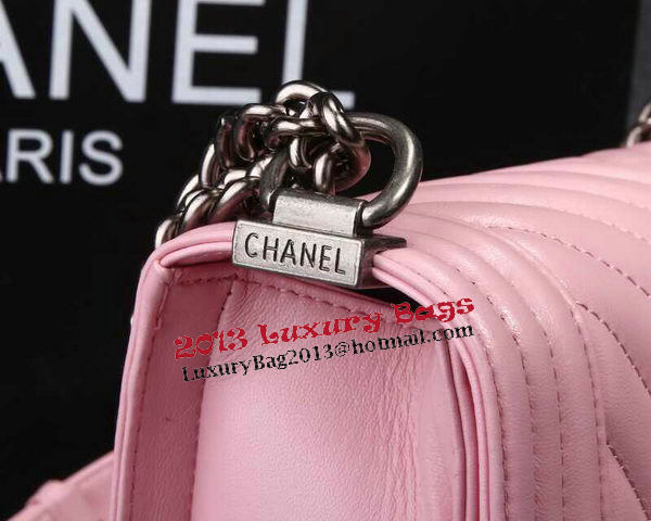 Boy Chanel Flap Shoulder Bag Herringbone Stitching CHA6817 Pink