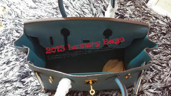 Hermes Birkin 30CM Tote Bags Litchi Leather H30LI Blue