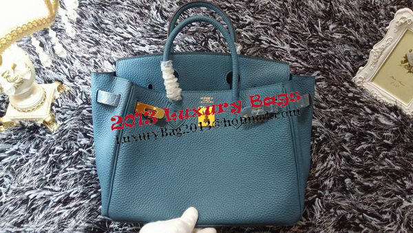 Hermes Birkin 30CM Tote Bags Litchi Leather H30LI Blue