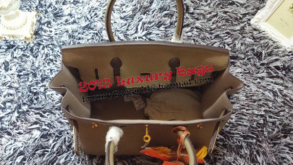 Hermes Birkin 30CM Tote Bags Litchi Leather H30LI Khaki