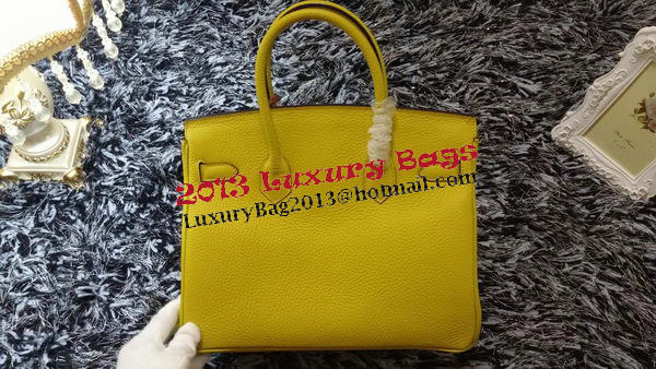 Hermes Birkin 30CM Tote Bags Litchi Leather H30LI Lemon