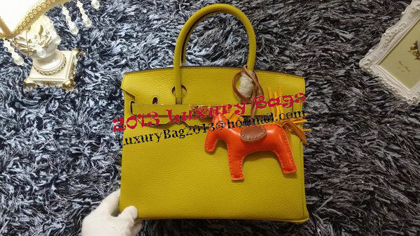 Hermes Birkin 30CM Tote Bags Litchi Leather H30LI Lemon