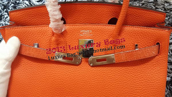 Hermes Birkin 30CM Tote Bags Litchi Leather H30LI Orange