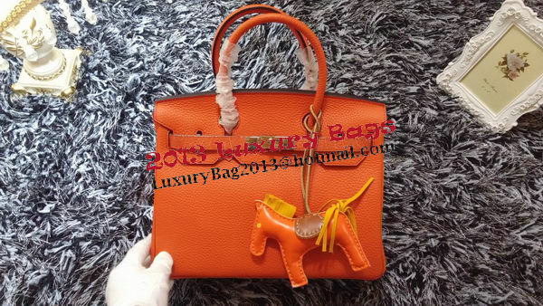 Hermes Birkin 30CM Tote Bags Litchi Leather H30LI Orange