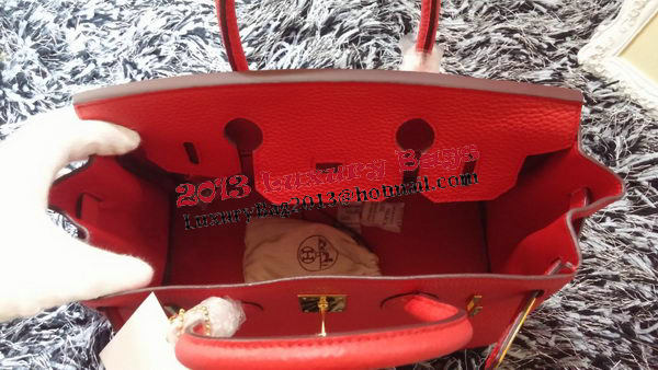 Hermes Birkin 30CM Tote Bags Litchi Leather H30LI Red