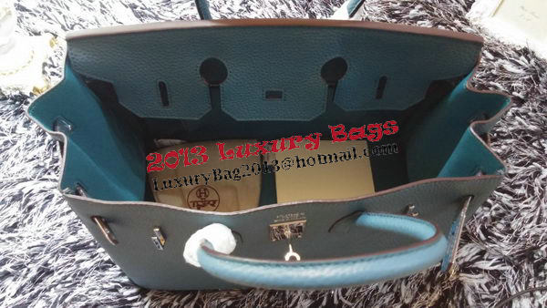 Hermes Birkin 35CM Tote Bag Litchi Leather HB35GL Blue