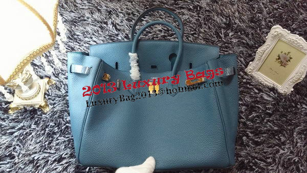 Hermes Birkin 35CM Tote Bag Litchi Leather HB35GL Blue