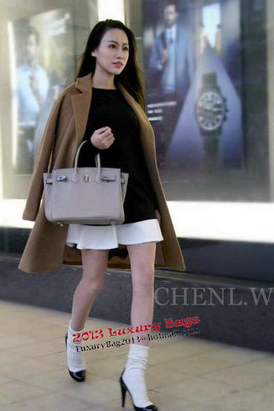 Hermes Birkin 35CM Tote Bag Litchi Leather HB35GL Grey