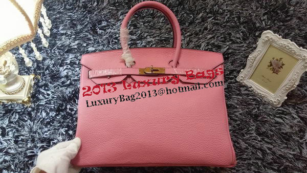 Hermes Birkin 35CM Tote Bag Litchi Leather HB35GL Pink