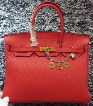 Hermes Birkin 35CM Tote Bag Litchi Leather HB35GL Red