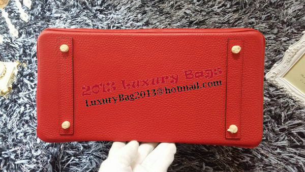 Hermes Birkin 35CM Tote Bag Litchi Leather HB35GL Red