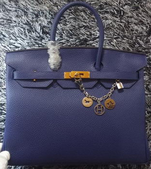 Hermes Birkin 35CM Tote Bag Litchi Leather HB35GL Royal