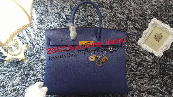 Hermes Birkin 35CM Tote Bag Litchi Leather HB35GL Royal