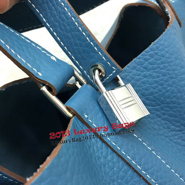 Hermes Picotin Lock 22cm Bags Litchi Leather HPL1048 Blue