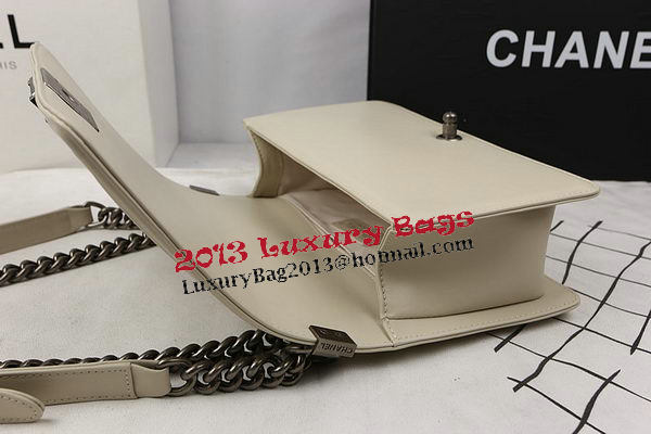 Boy Chanel Flap Bag Calfskin Chevron Quilting A67025 OffWhite