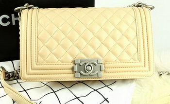 Boy Chanel Flap Bag Original Apricot Pearl Sheepskin Leather A67086 Silver