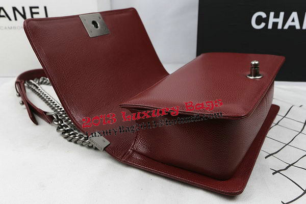 Boy Chanel Flap Bag Original Burgundy Cannage Pattern A67025 Silver