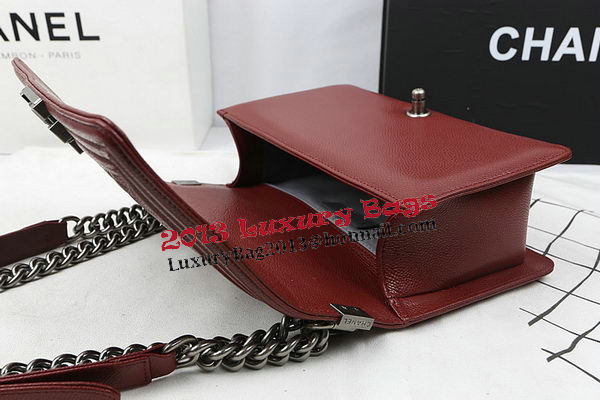 Boy Chanel Flap Bag Original Burgundy Cannage Pattern A67025 Silver