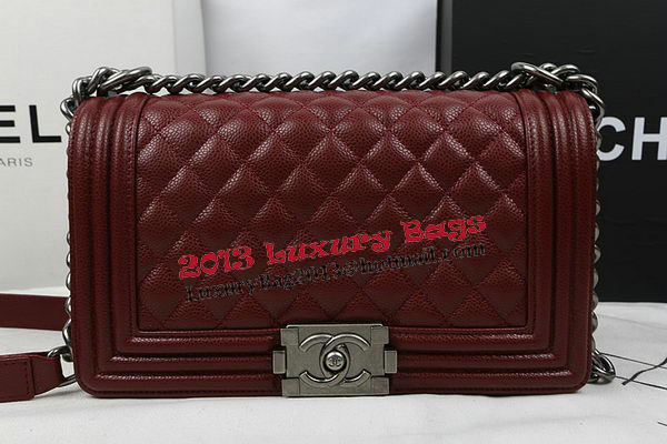 Boy Chanel Flap Bag Original Burgundy Cannage Pattern A67025 Silver