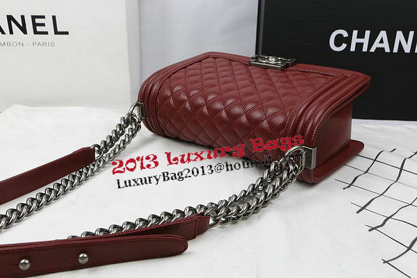 Boy Chanel Flap Bag Original Burgundy Cannage Pattern A67025 Silver