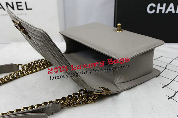 Boy Chanel Flap Bag Original Grey Cannage Pattern A67025 Gold