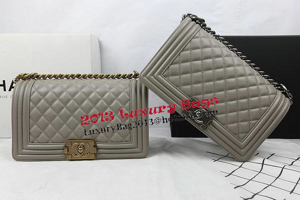 Boy Chanel Flap Bag Original Grey Cannage Pattern A67025 Gold