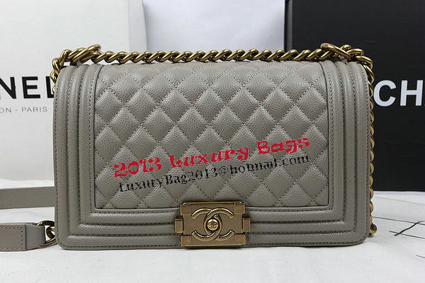 Boy Chanel Flap Bag Original Grey Cannage Pattern A67025 Gold