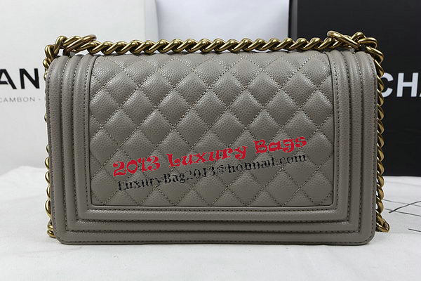 Boy Chanel Flap Bag Original Grey Cannage Pattern A67025 Gold