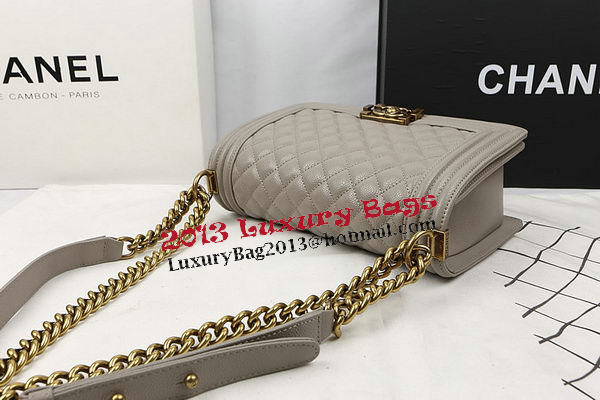 Boy Chanel Flap Bag Original Grey Cannage Pattern A67025 Gold