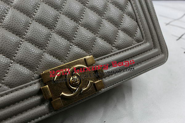 Boy Chanel Flap Bag Original Grey Cannage Pattern A67025 Gold