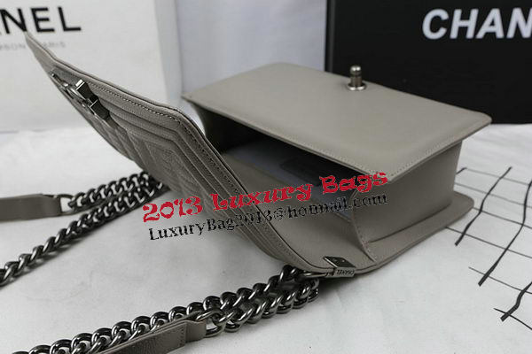 Boy Chanel Flap Bag Original Grey Cannage Pattern A67025 Silver