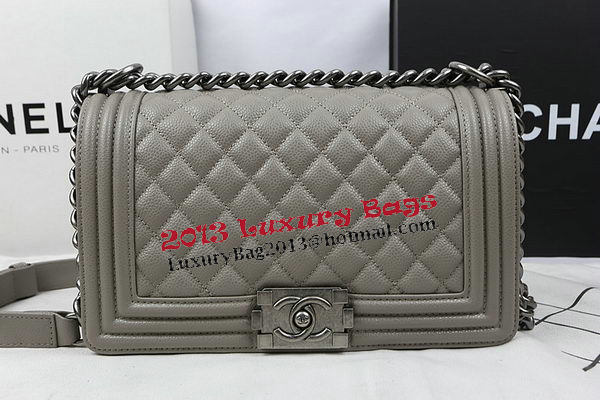 Boy Chanel Flap Bag Original Grey Cannage Pattern A67025 Silver