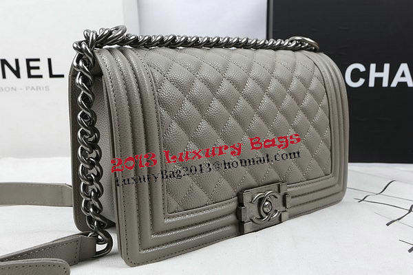 Boy Chanel Flap Bag Original Grey Cannage Pattern A67025 Silver