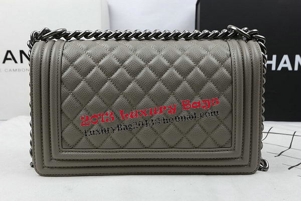 Boy Chanel Flap Bag Original Grey Cannage Pattern A67025 Silver