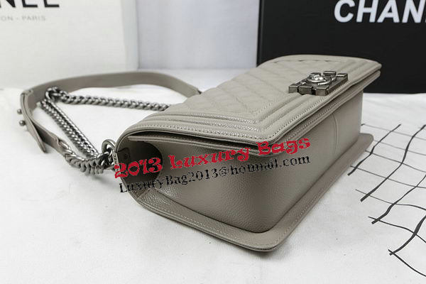 Boy Chanel Flap Bag Original Grey Cannage Pattern A67025 Silver