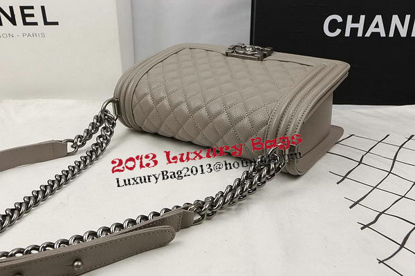 Boy Chanel Flap Bag Original Grey Cannage Pattern A67025 Silver