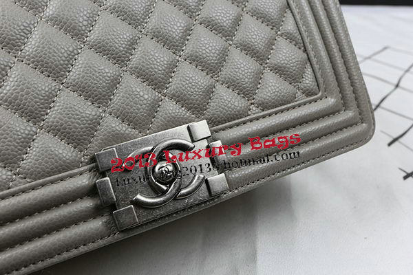 Boy Chanel Flap Bag Original Grey Cannage Pattern A67025 Silver