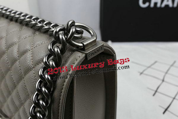 Boy Chanel Flap Bag Original Grey Cannage Pattern A67025 Silver