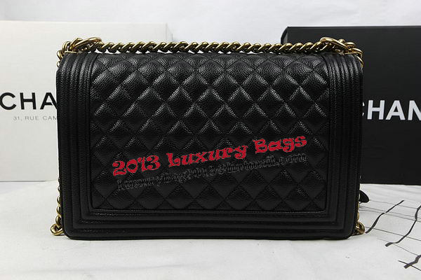 Boy Chanel Flap Bags Original Black Cannage Pattern A67088 Gold