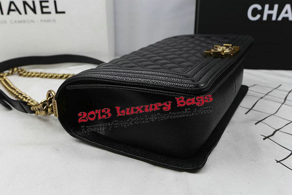 Boy Chanel Flap Bags Original Black Cannage Pattern A67088 Gold