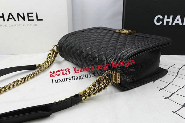 Boy Chanel Flap Bags Original Black Cannage Pattern A67088 Gold