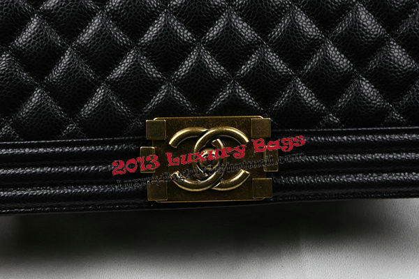 Boy Chanel Flap Bags Original Black Cannage Pattern A67088 Gold