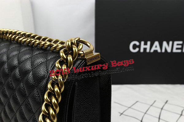 Boy Chanel Flap Bags Original Black Cannage Pattern A67088 Gold