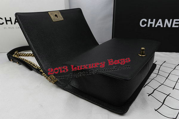 Boy Chanel Flap Bags Original Black Cannage Pattern A67088 Gold