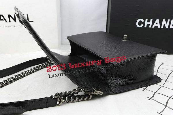 Boy Chanel Flap Bags Original Black Cannage Pattern A67088 Silver