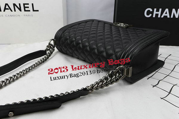 Boy Chanel Flap Bags Original Black Cannage Pattern A67088 Silver