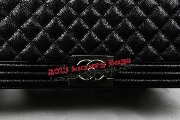 Boy Chanel Flap Bags Original Black Cannage Pattern A67088 Silver