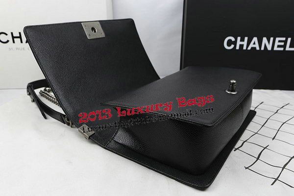 Boy Chanel Flap Bags Original Black Cannage Pattern A67088 Silver