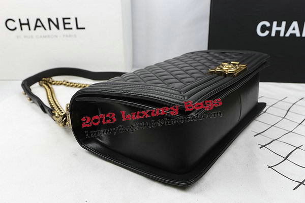 Boy Chanel Flap Bags Original Black Sheepskin Leather A67088 Gold